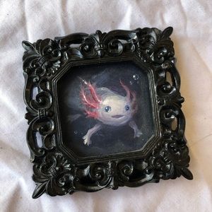 Framed Axolotl painting by Magpie Megan Rodgers